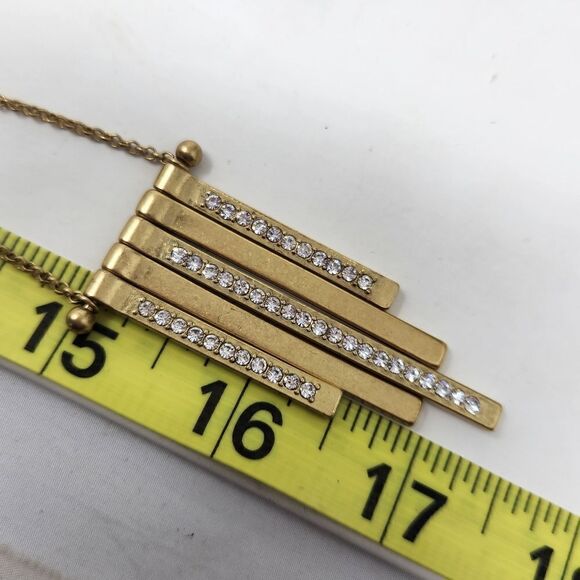 J. CREW Gold Tone Tassel Rhinestone Necklace - Picture 6 of 8